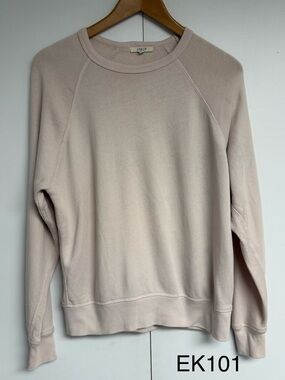 LEALLO Dune Solid Crewneck Sweatshirt Dove XS $135 Peruvian Cotton